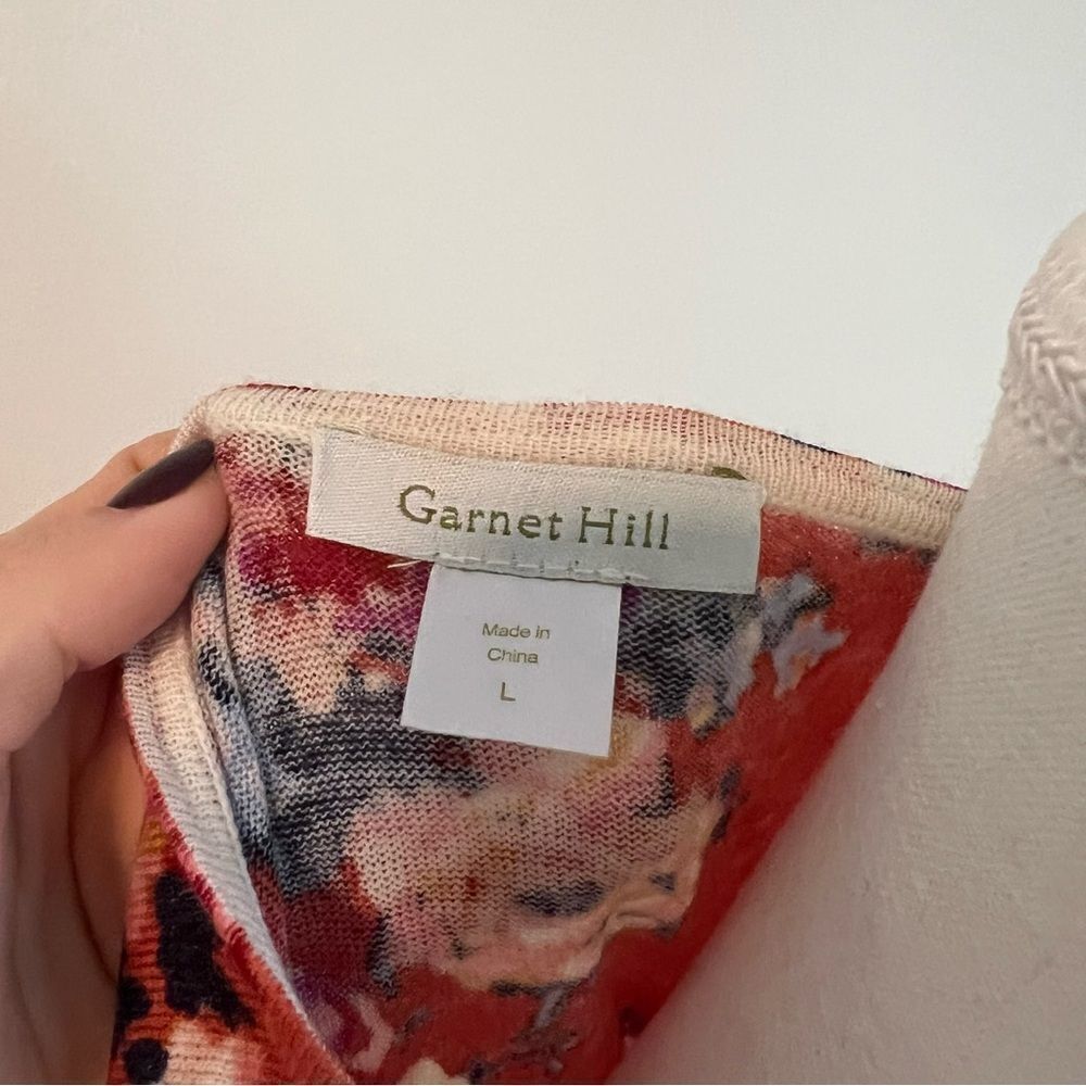 Garnet Hill Merino Wool Floral Knit Blouse Top Sweater Size Large - Picture 4 of 6
